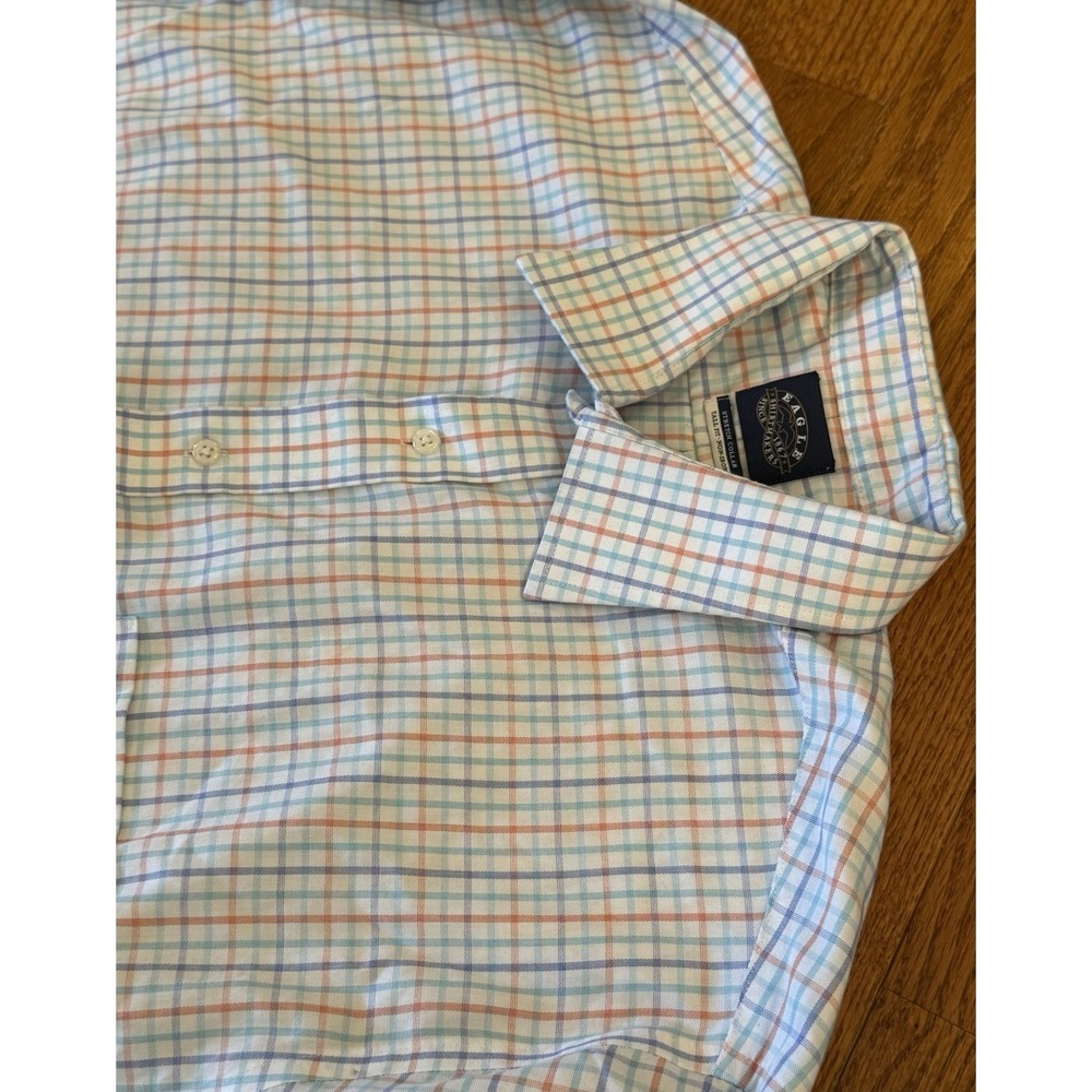 Eagle Shirtmakers Mens Button Down Shirt Check Long Sleeve Sz 18 37/38 Tall Fit